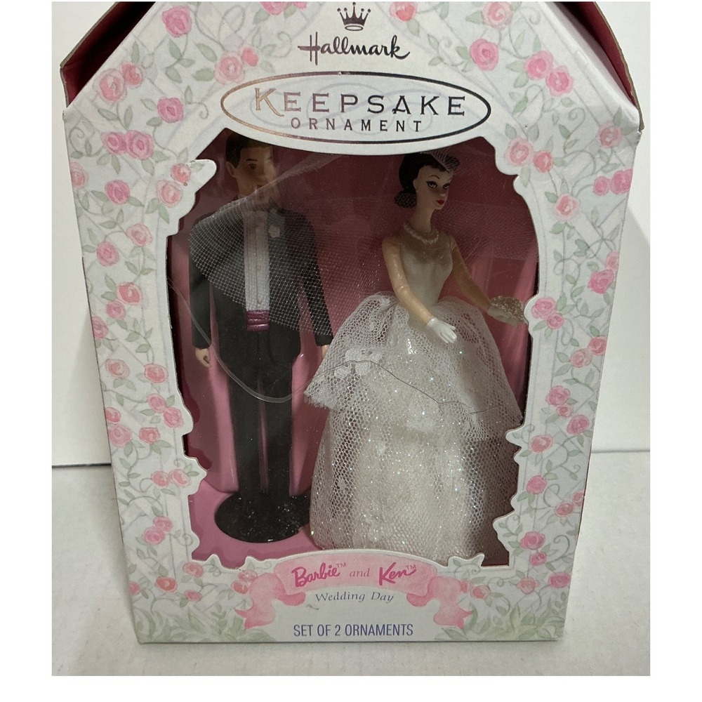 Hallmark Barbie and Ken Wedding Day Keepsake Ornament Set 2 Piece Vintage Style